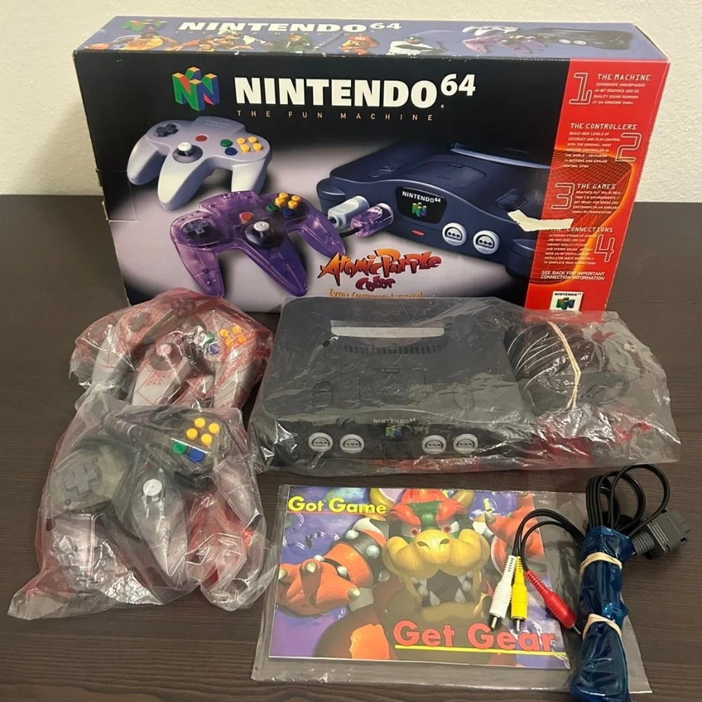 Nintendo 64 with Controllers & Adapter